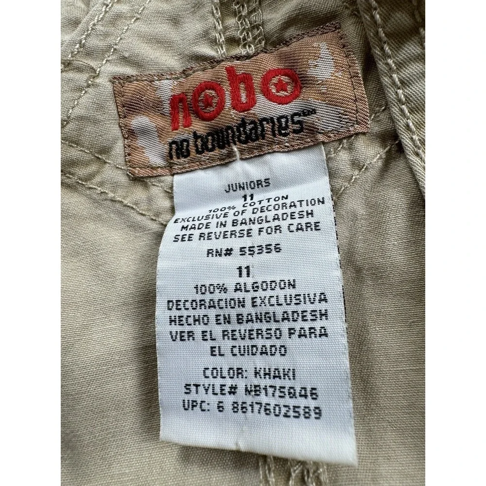 No Boundaries Juniors Khaki Short Overalls Romper